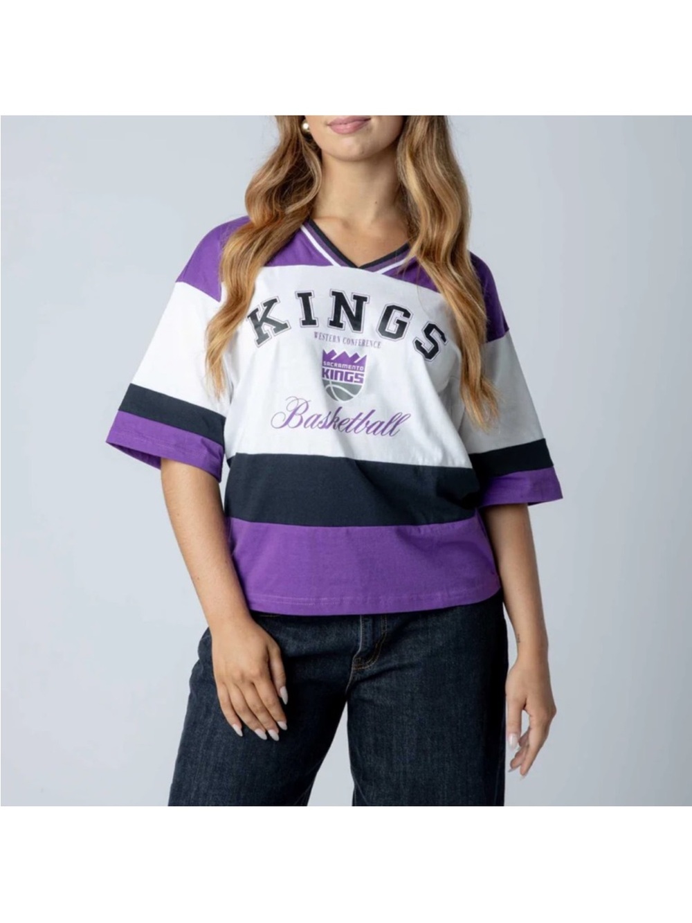 Kings Purple & White Short Sleeve V-Neck Tee